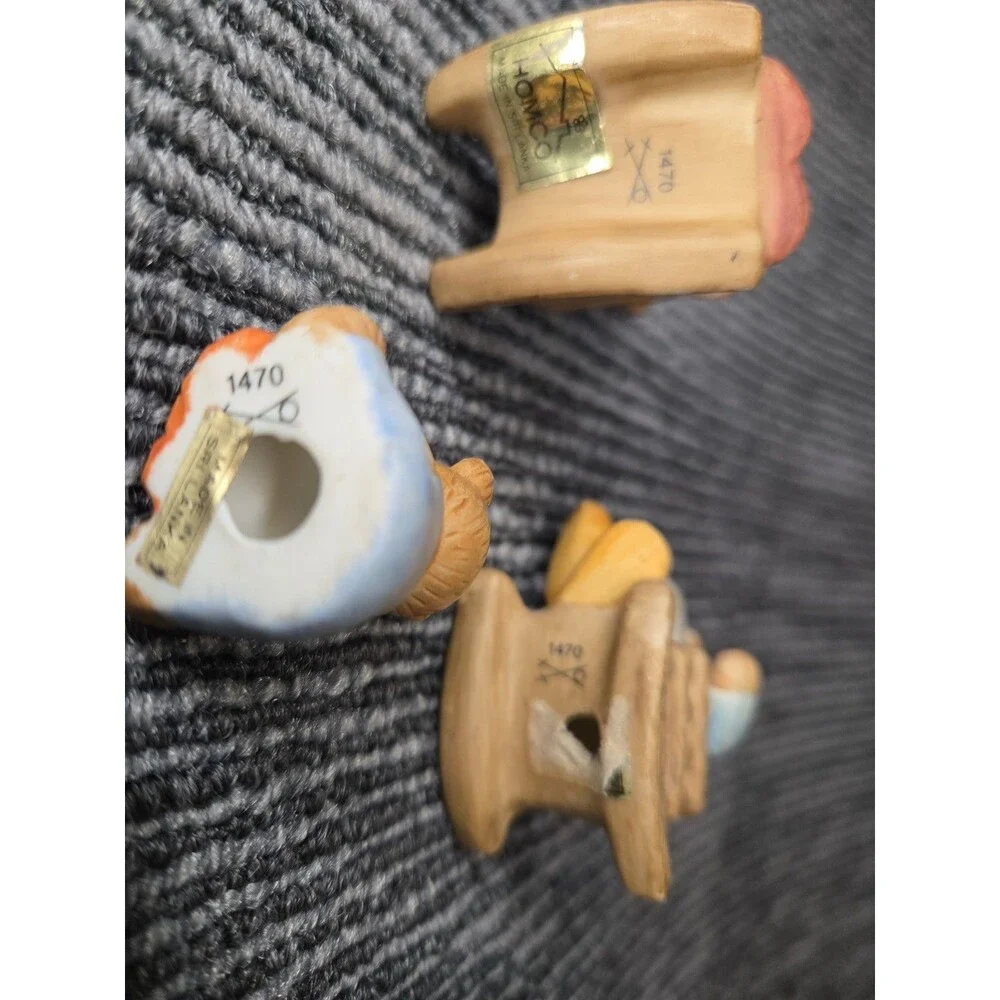 Homco Bear Family Figurines #1470 Rocking Chair  Set of 3 Ceramic Home Interiors